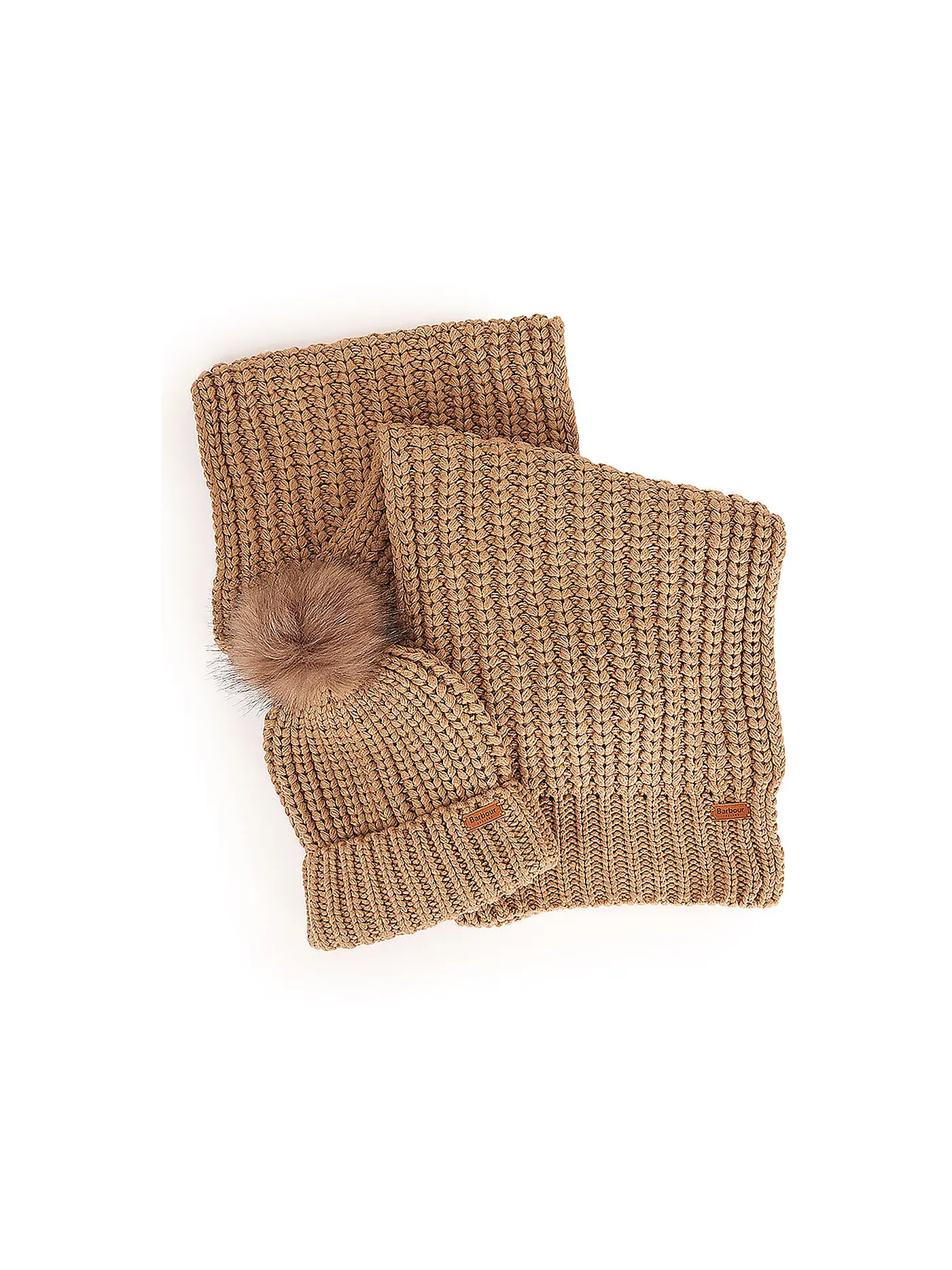 BARBOUR | Geschenkset Beanie und Schal SALTBURN | camel